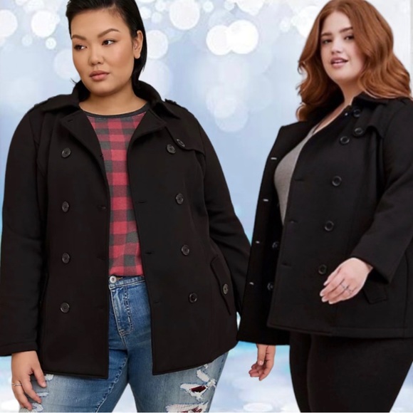 Torrid Black Fleece Peacoat Jacket Sizes: 1 1XL NEW - Picture 7 of 16